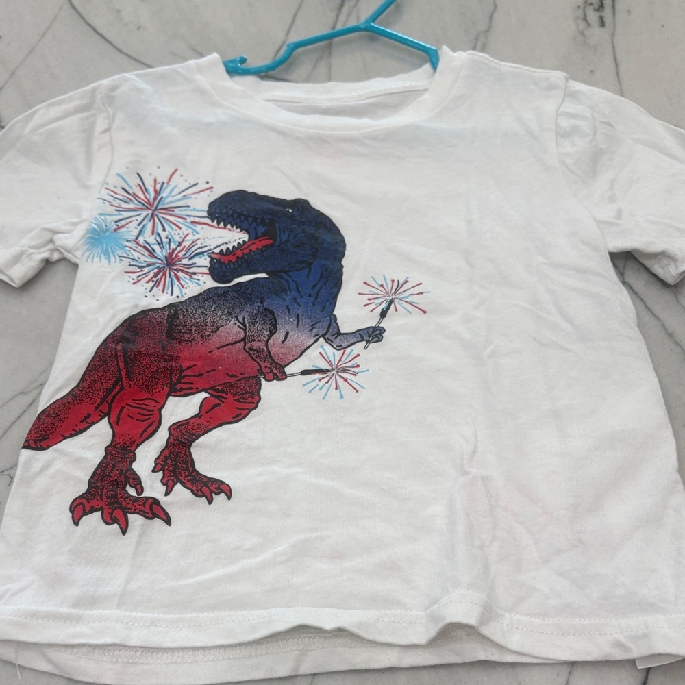 Dinosaur Graphic Kids T-Shirt - Red and Blue
